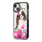 Personalised Cavalier King Charles Spaniel iPhone 14 Black Impact Case Side Angle on Silver phone