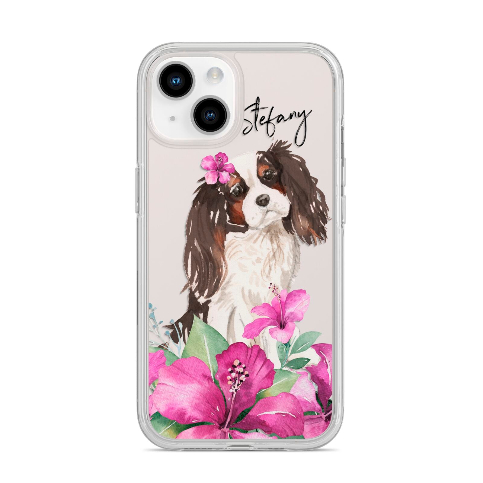Personalised Cavalier King Charles Spaniel iPhone 14 Clear Tough Case Starlight