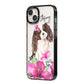 Personalised Cavalier King Charles Spaniel iPhone 14 Plus Black Impact Case Side Angle on Silver phone