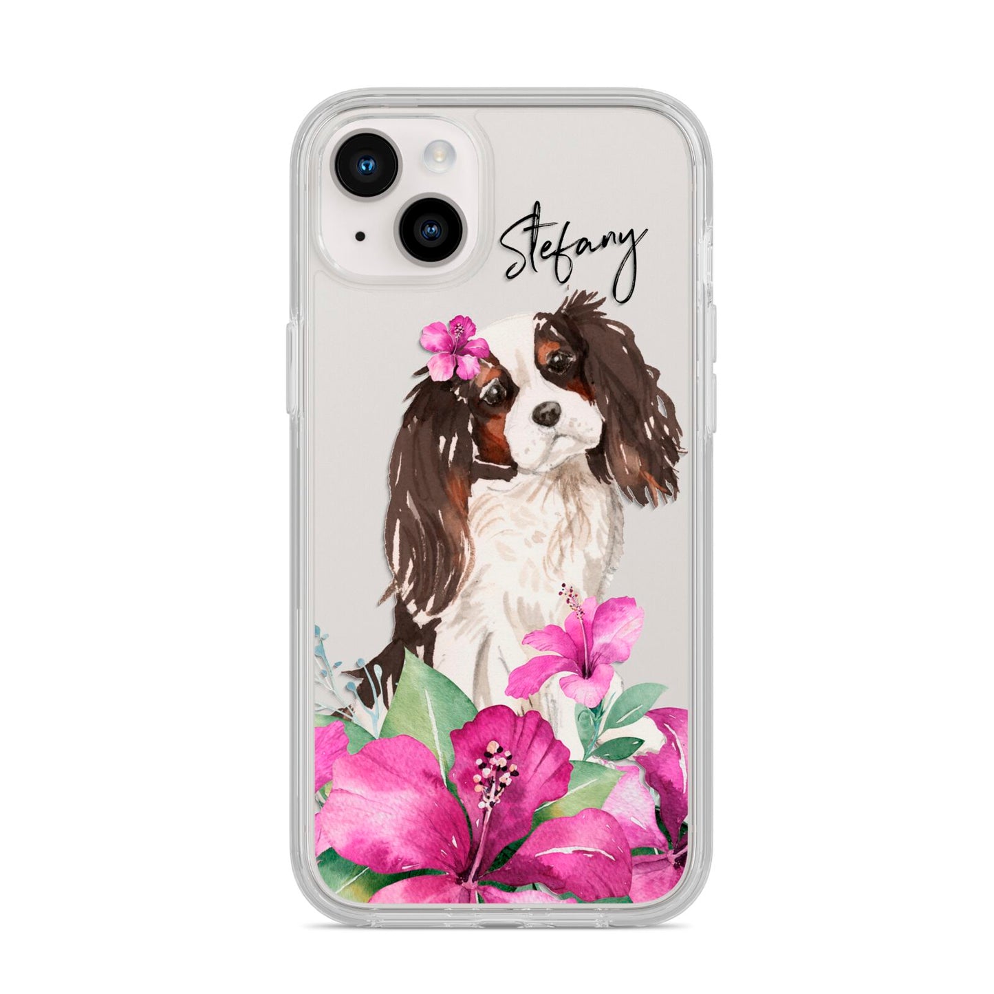 Personalised Cavalier King Charles Spaniel iPhone 14 Plus Clear Tough Case Starlight