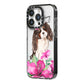 Personalised Cavalier King Charles Spaniel iPhone 14 Pro Black Impact Case Side Angle on Silver phone