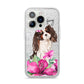 Personalised Cavalier King Charles Spaniel iPhone 14 Pro Glitter Tough Case Silver