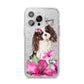 Personalised Cavalier King Charles Spaniel iPhone 14 Pro Max Glitter Tough Case Silver