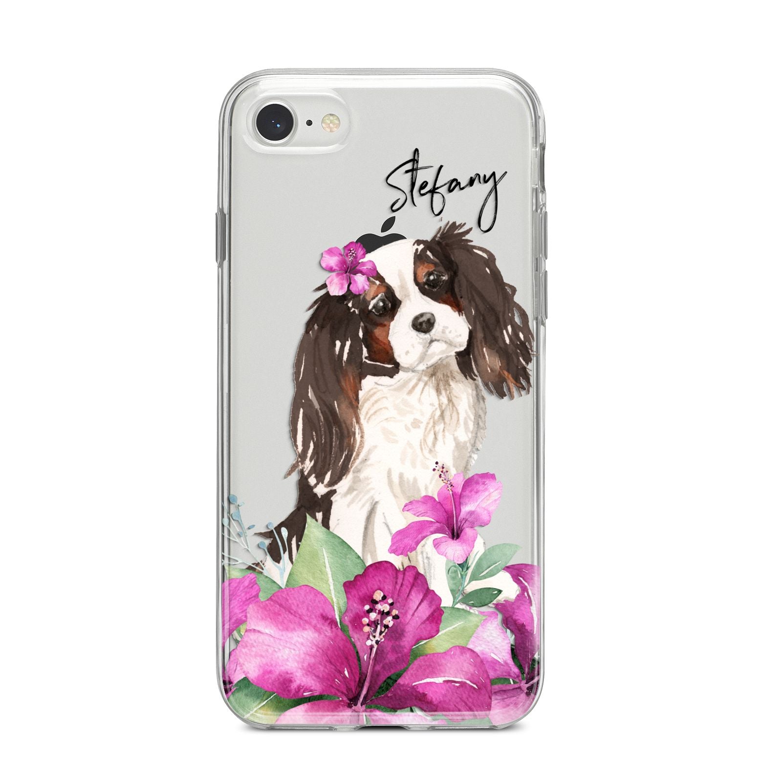 Personalised Cavalier King Charles Spaniel iPhone 8 Bumper Case on Silver iPhone