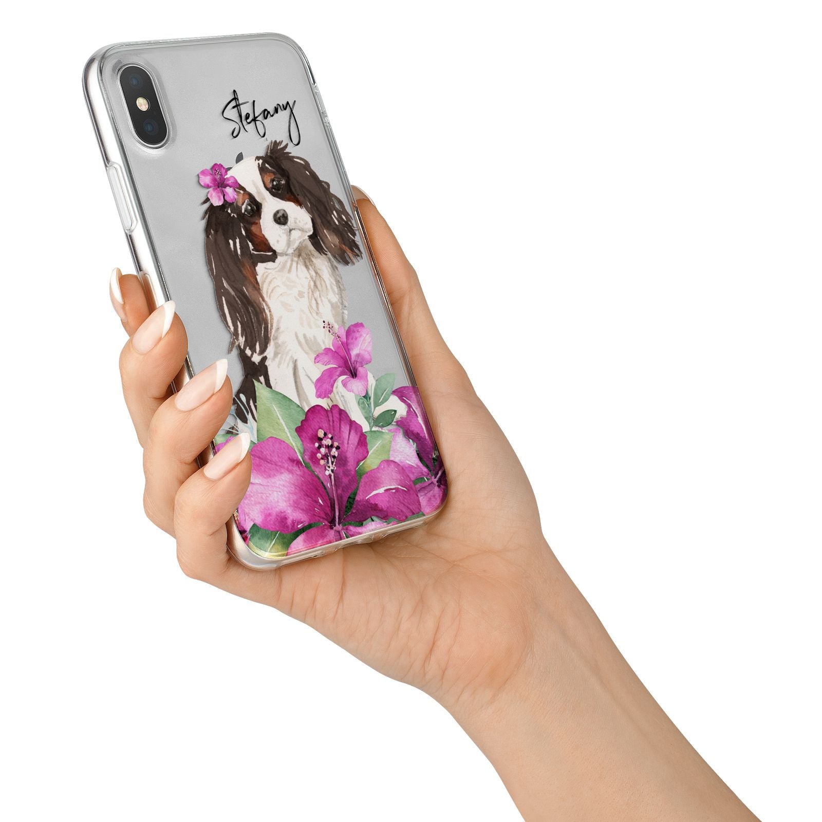 Personalised Cavalier King Charles Spaniel iPhone X Bumper Case on Silver iPhone Alternative Image 2