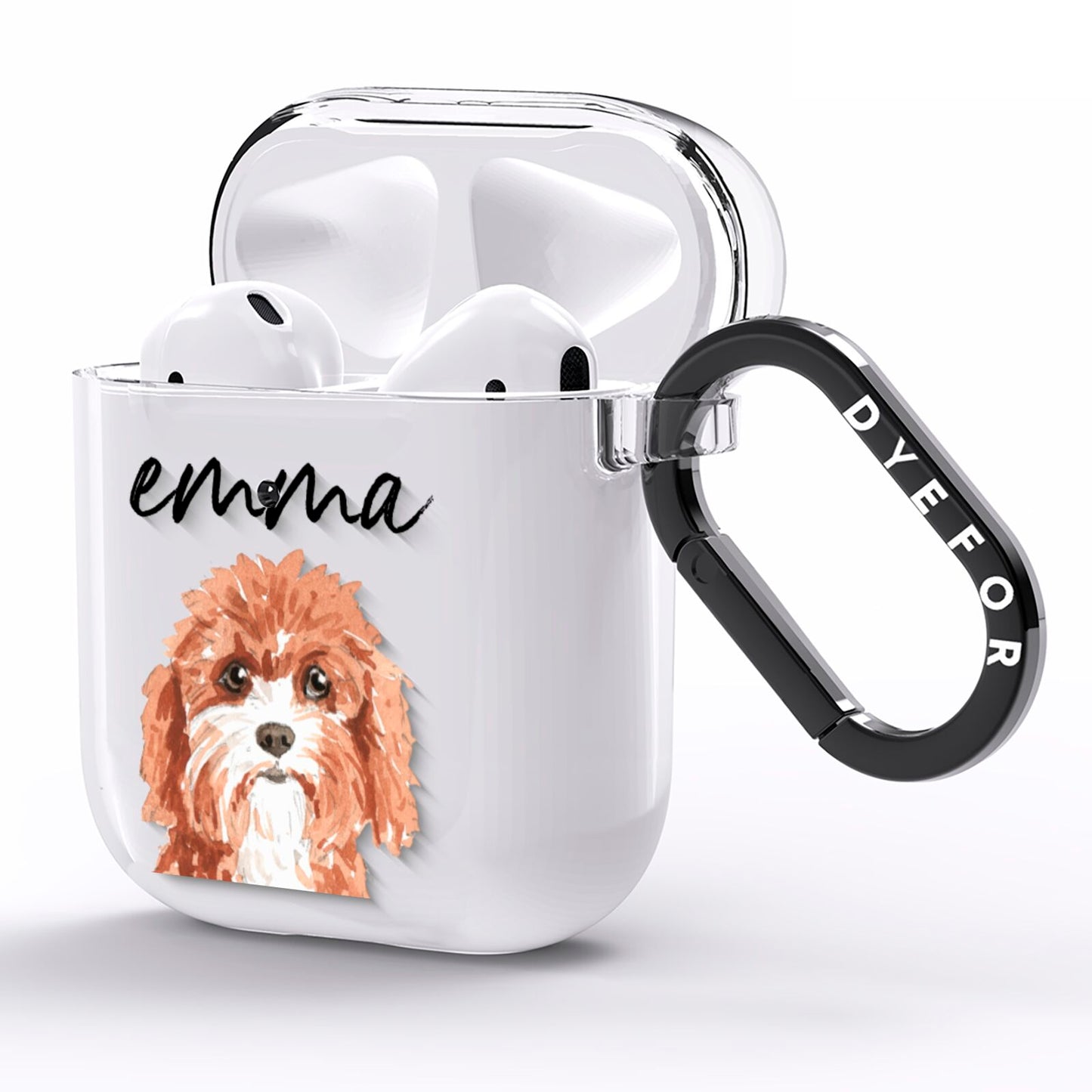 Personalised Cavapoo AirPods Clear Case Side Image
