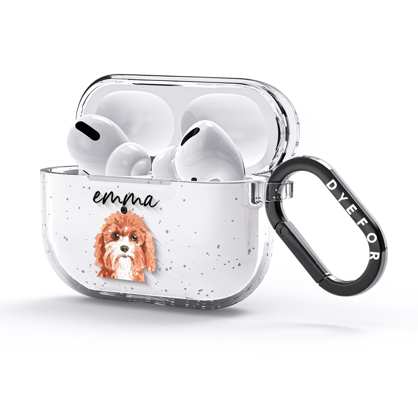 Personalised Cavapoo AirPods Glitter Case 3rd Gen Side Image