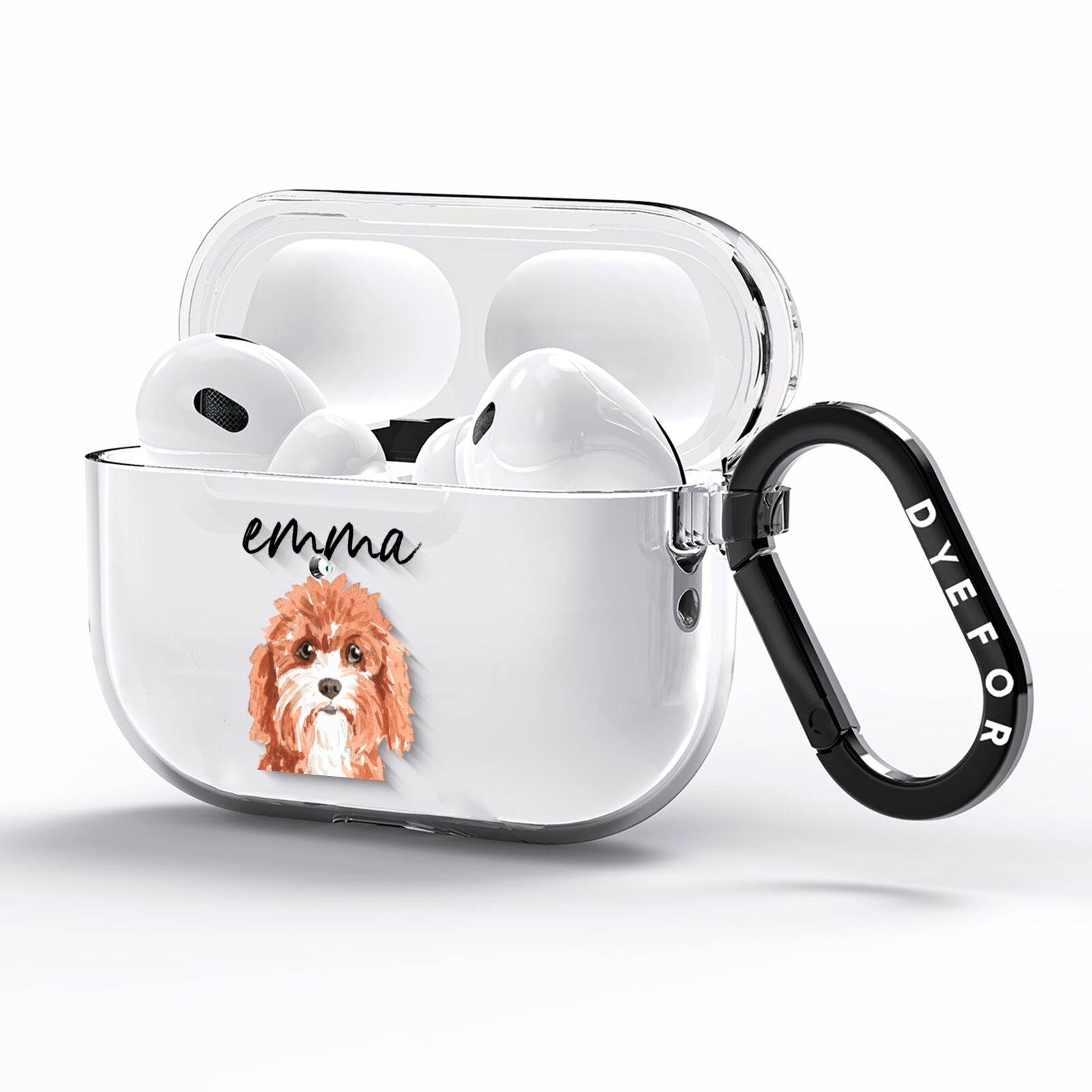 Personalised Cavapoo AirPods Pro Clear Case Side Image
