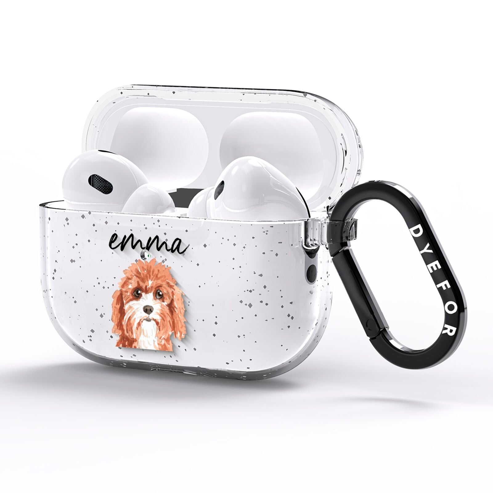 Personalised Cavapoo AirPods Pro Glitter Case Side Image