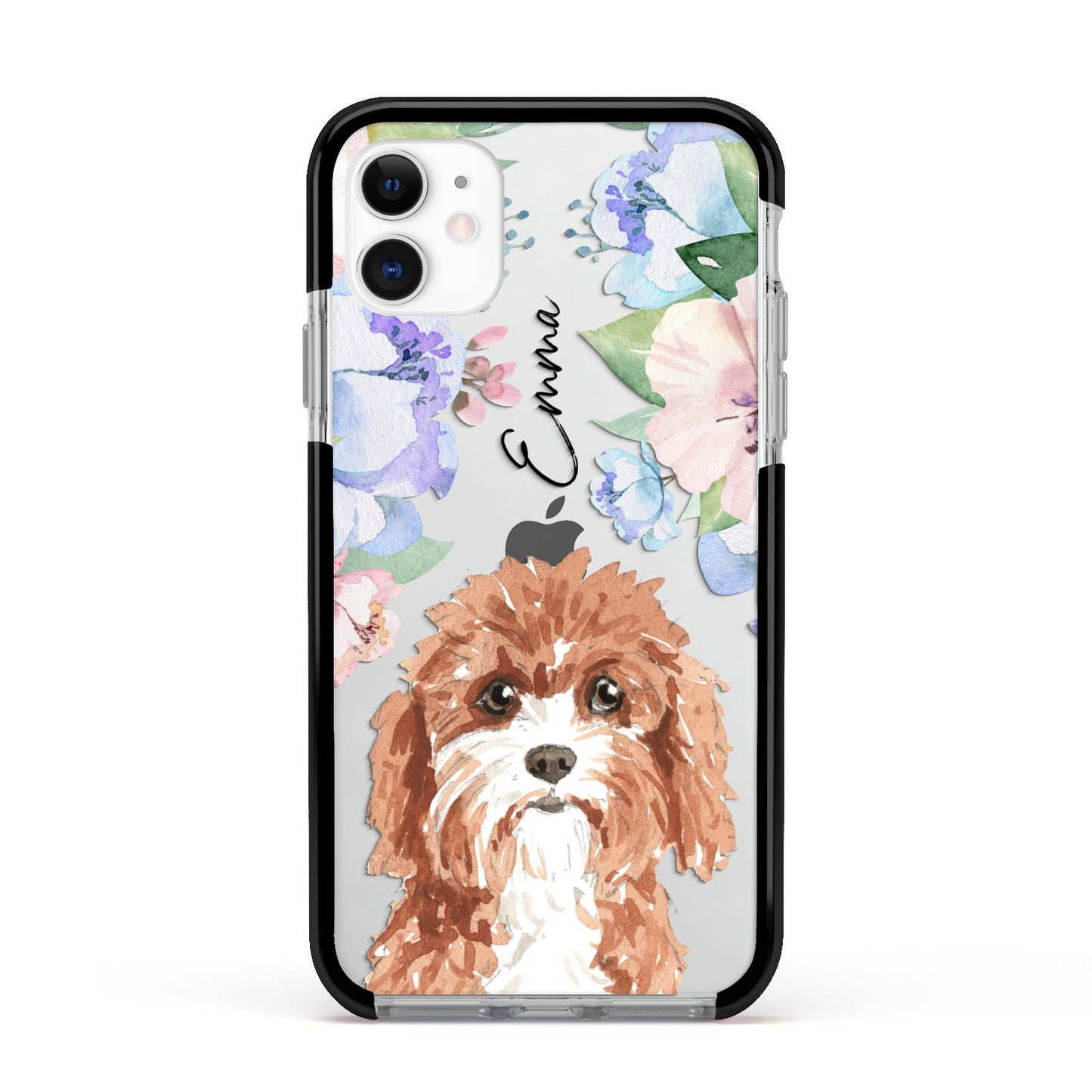 Personalised Cavapoo Apple iPhone 11 in White with Black Impact Case