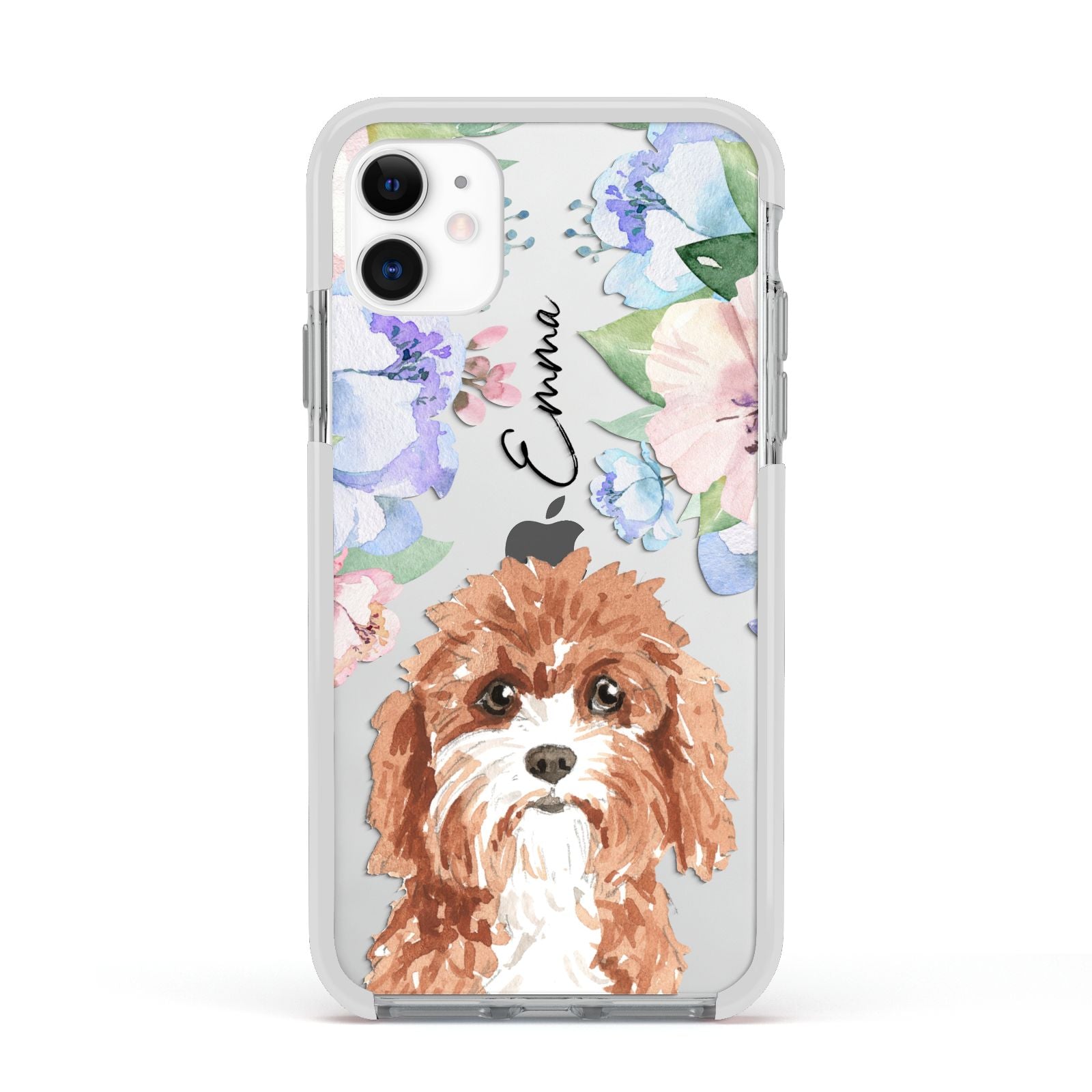 Personalised Cavapoo Apple iPhone 11 in White with White Impact Case