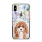 Personalised Cavapoo Apple iPhone Xs Impact Case Black Edge on Silver Phone