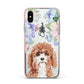 Personalised Cavapoo Apple iPhone Xs Impact Case Pink Edge on Silver Phone