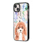 Personalised Cavapoo iPhone 14 Plus Black Impact Case Side Angle on Silver phone