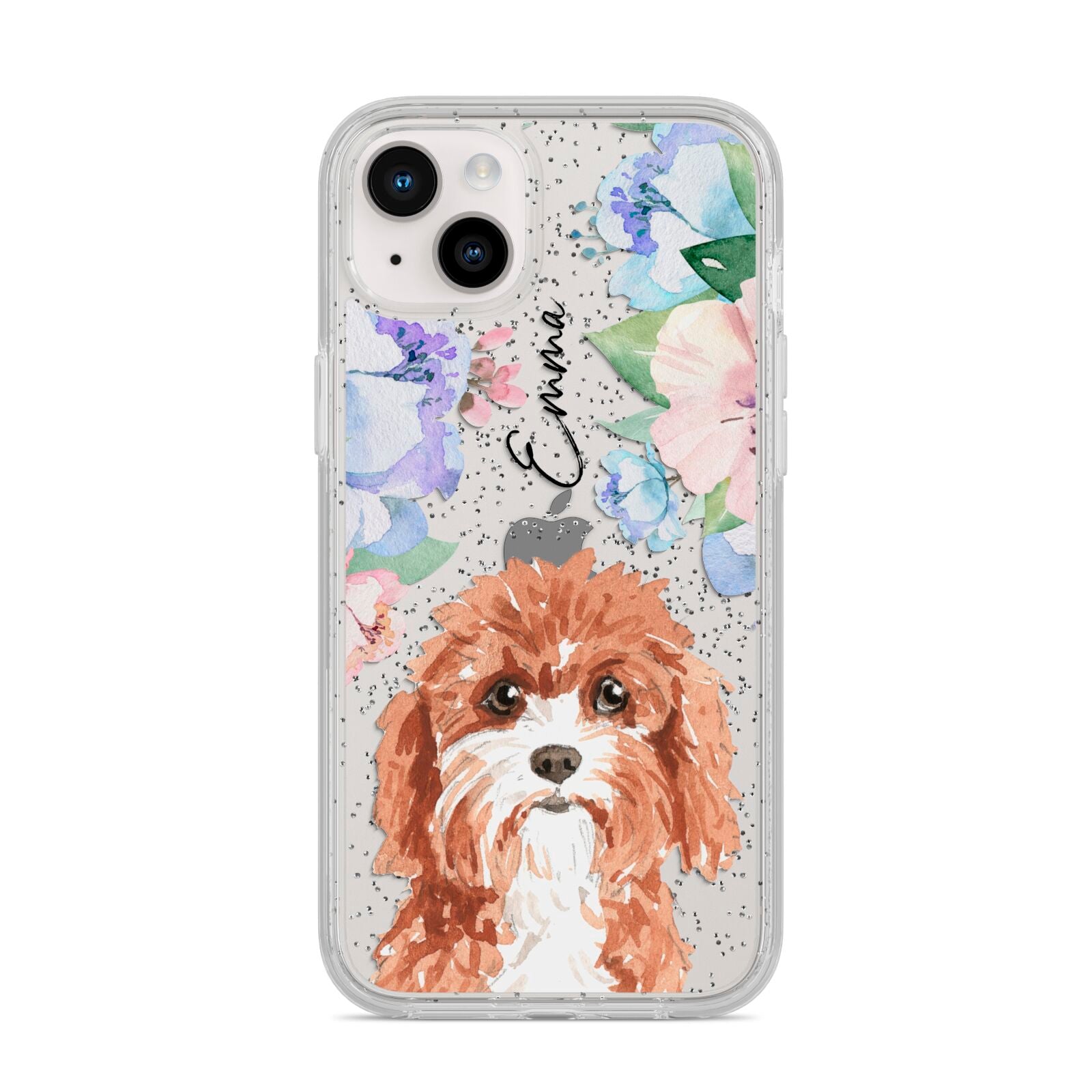 Personalised Cavapoo iPhone 14 Plus Glitter Tough Case Starlight