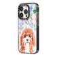 Personalised Cavapoo iPhone 14 Pro Black Impact Case Side Angle on Silver phone
