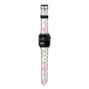 Personalised Check Floral Watch Strap