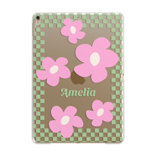 Personalised Check Floral Apple iPad Gold Case