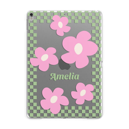 Personalised Check Floral Apple iPad Silver Case