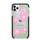 Personalised Check Floral Apple iPhone 11 Pro Max in Silver with Black Impact Case