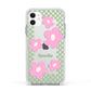Personalised Check Floral Apple iPhone 11 in White with White Impact Case