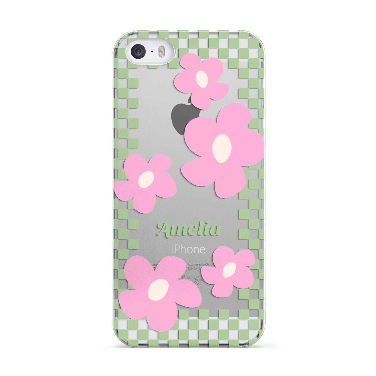 Personalised Check Floral Apple iPhone 5 Case