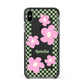 Personalised Check Floral Apple iPhone Xs Max Impact Case Black Edge on Black Phone