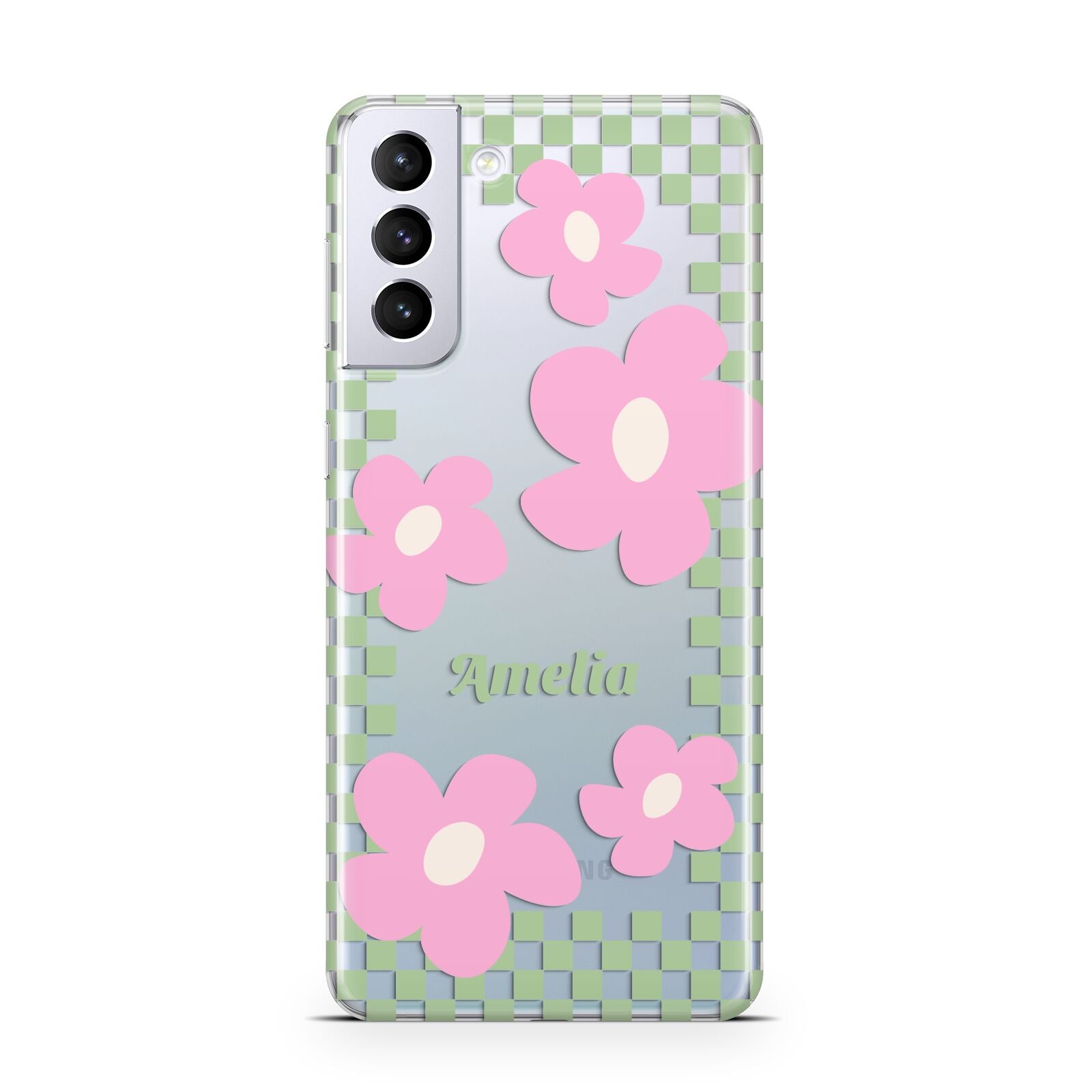 Personalised Check Floral Samsung S21 Plus Phone Case