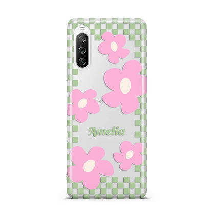 Personalised Check Floral Sony Xperia 10 III Case