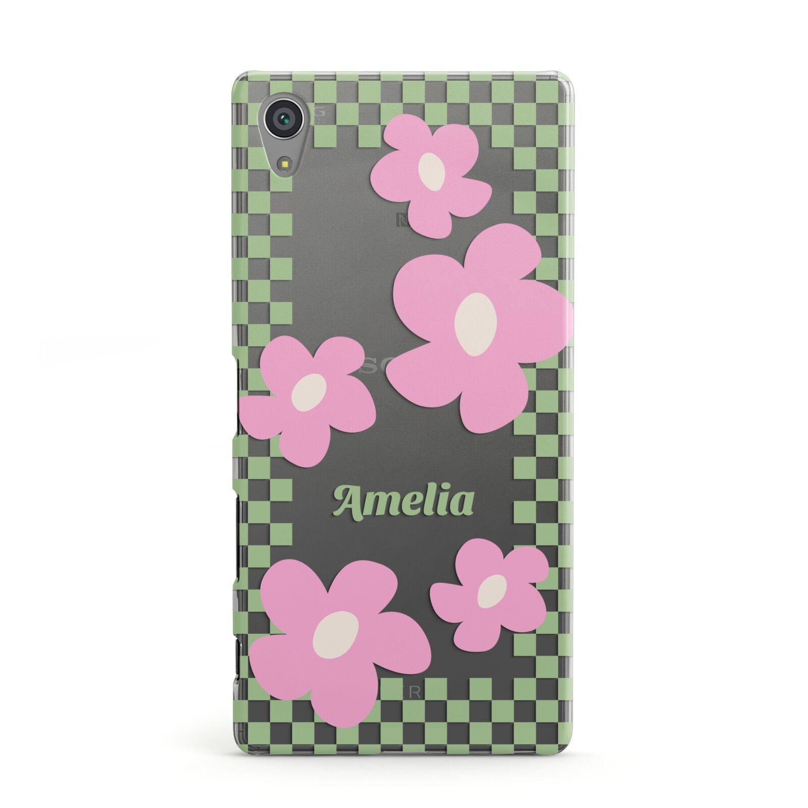 Personalised Check Floral Sony Xperia Case