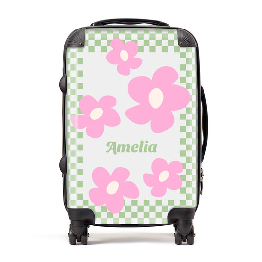 Personalised Check Floral Suitcase