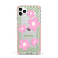 Personalised Check Floral iPhone 11 Pro Max Impact Pink Edge Case