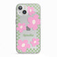Personalised Check Floral iPhone 13 TPU Impact Case with White Edges