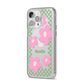 Personalised Check Floral iPhone 14 Pro Max Clear Tough Case Silver Angled Image