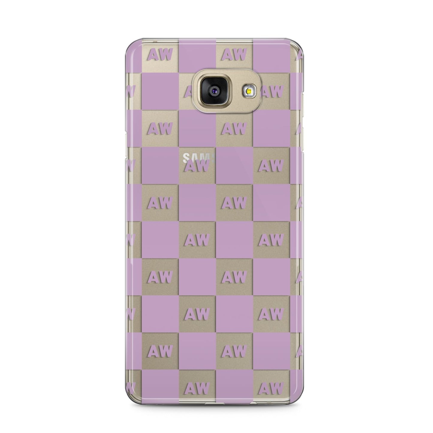 Personalised Check Grid Samsung Galaxy A5 2016 Case on gold phone