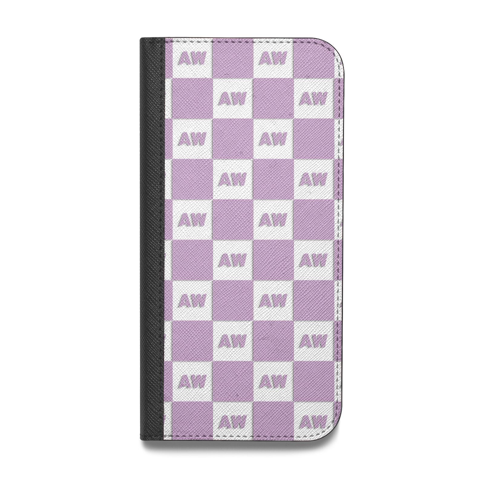 Personalised Check Grid Vegan Leather Flip Samsung Case