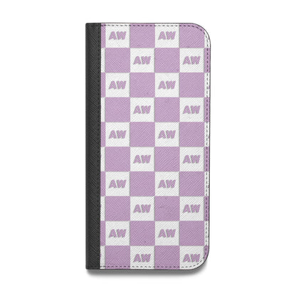 Personalised Check Grid Vegan Leather Flip Samsung Case
