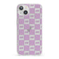 Personalised Check Grid iPhone 13 Clear Bumper Case