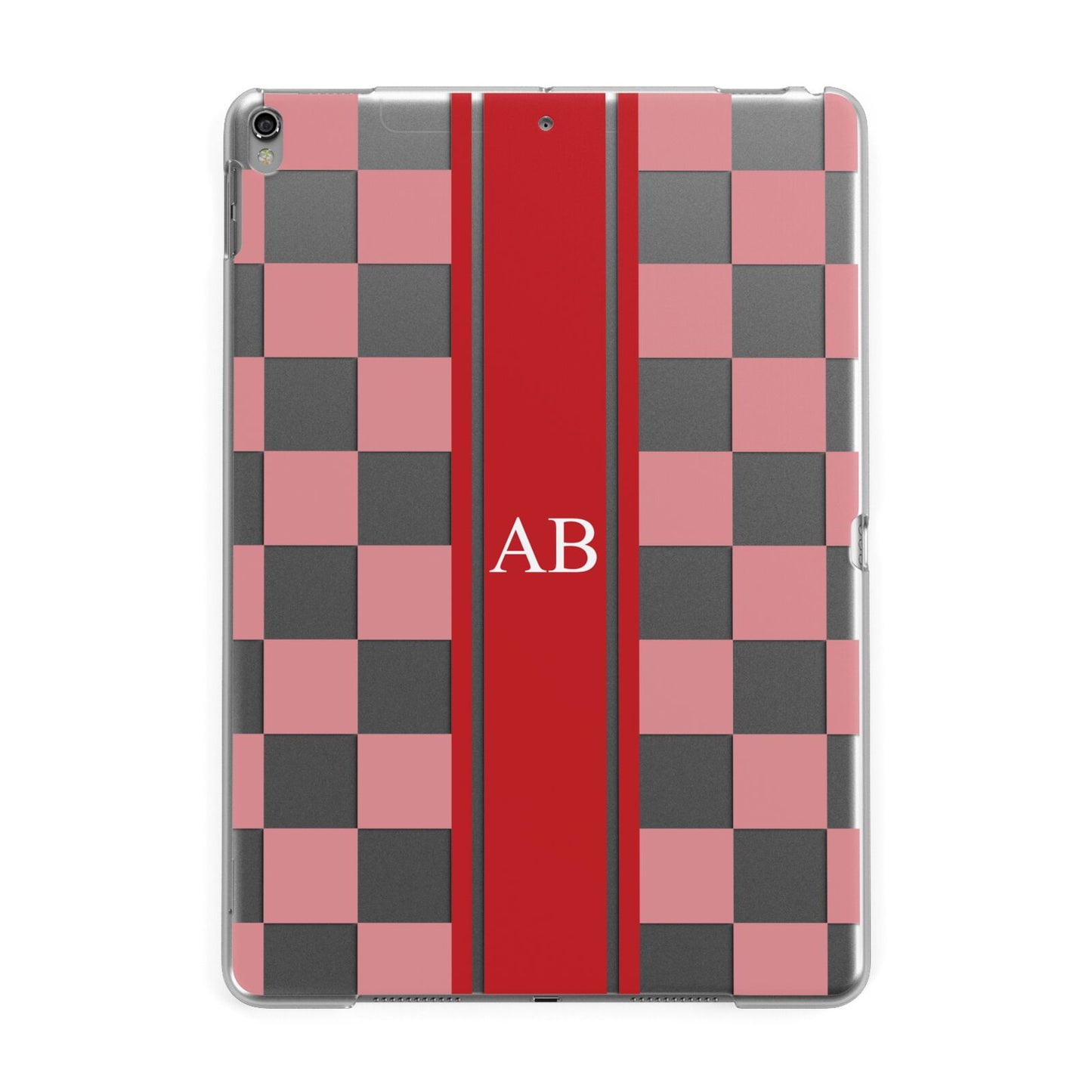 Personalised Checkered Apple iPad Grey Case