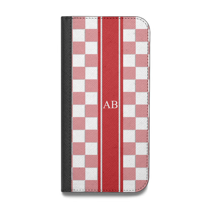 Personalised Checkered Vegan Leather Flip Samsung Case