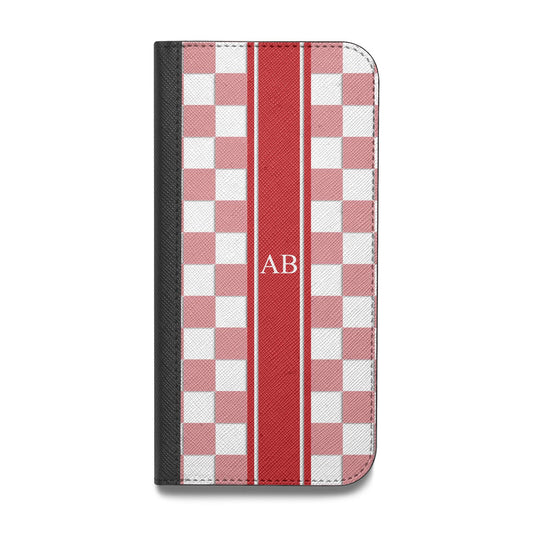 Personalised Checkered Vegan Leather Flip Samsung Case