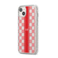 Personalised Checkered iPhone 14 Plus Clear Tough Case Starlight Angled Image