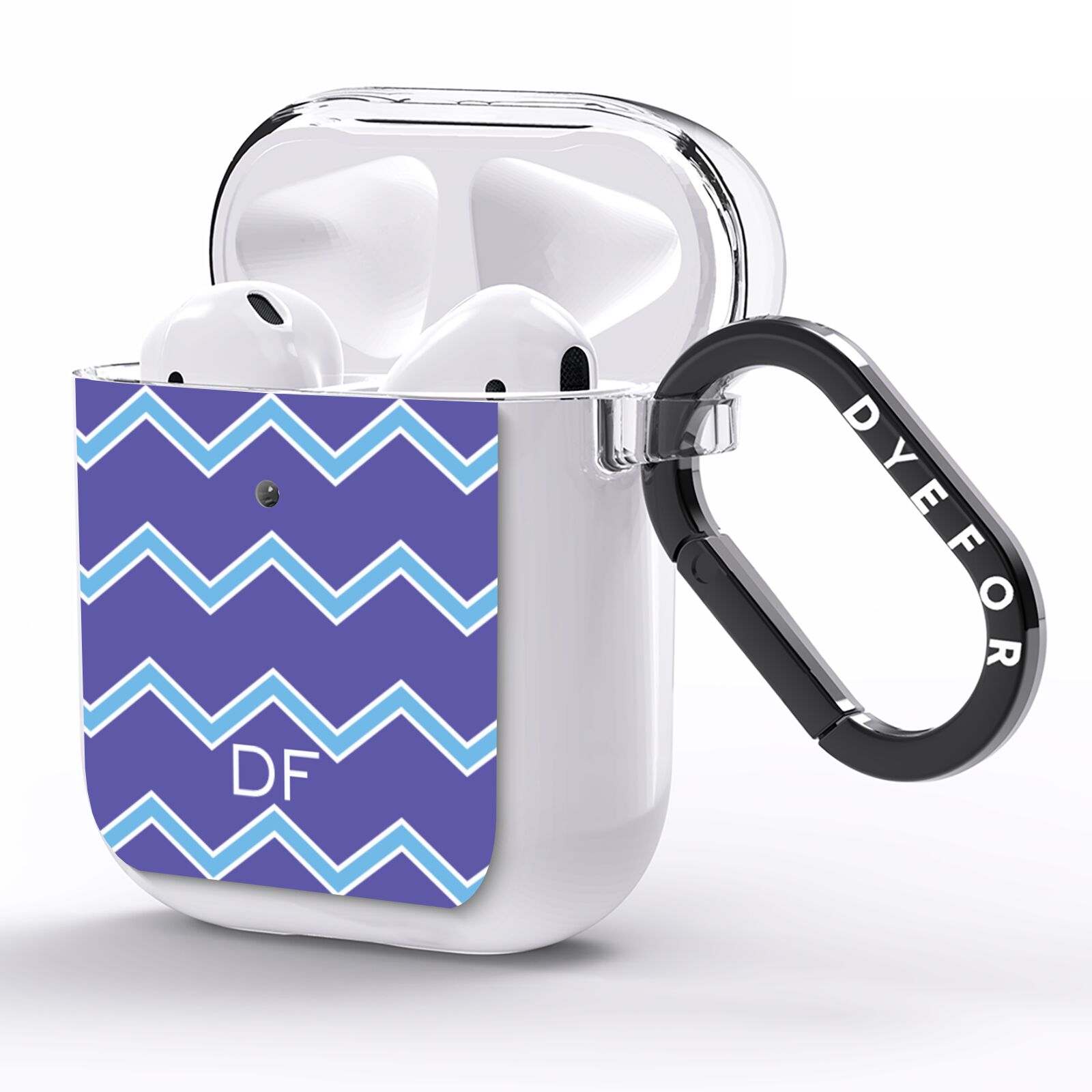 Personalised Chevron 2 Tone AirPods Clear Case Side Image
