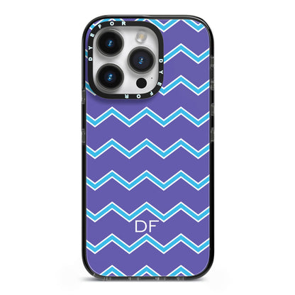 Personalised Chevron 2 Tone iPhone 14 Pro Black Impact Case on Silver phone