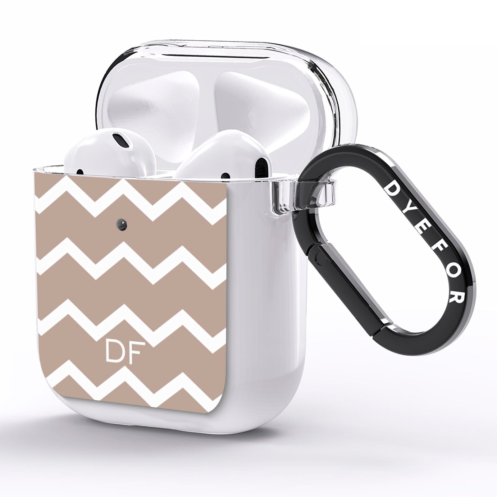 Personalised Chevron Beige AirPods Clear Case Side Image