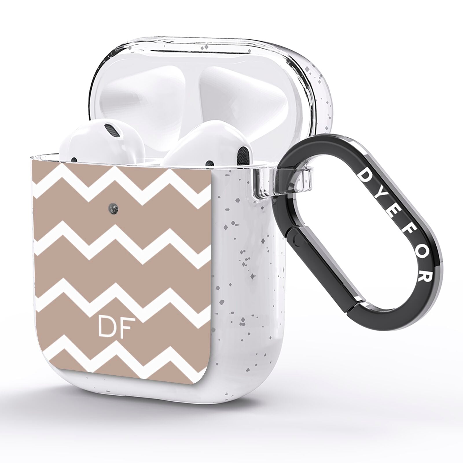 Personalised Chevron Beige AirPods Glitter Case Side Image