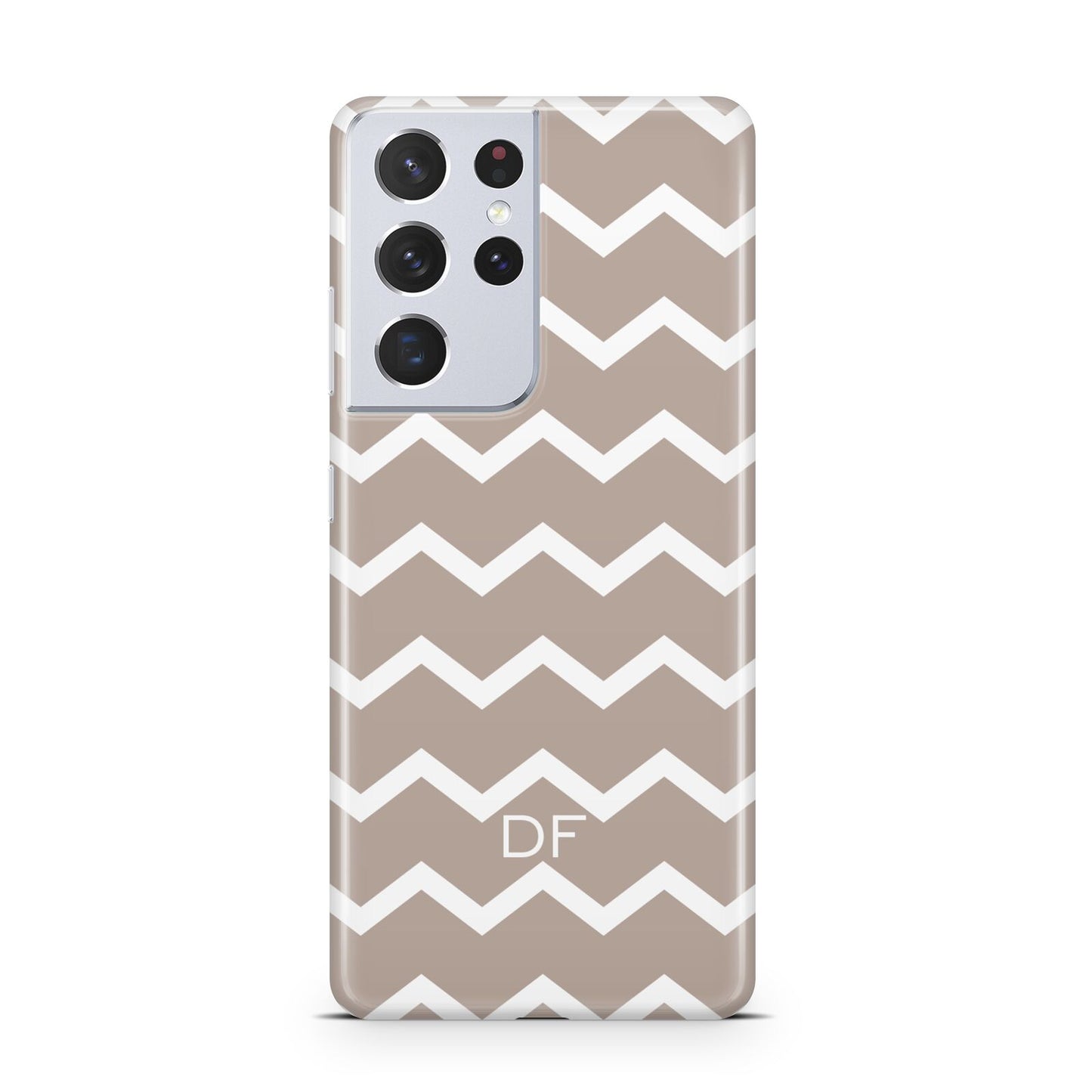 Personalised Chevron Beige Samsung S21 Ultra Case