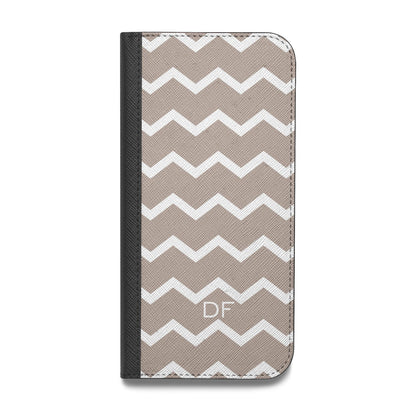 Personalised Chevron Beige Vegan Leather Flip iPhone Case