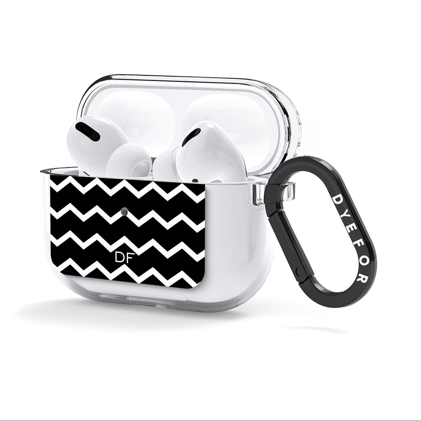 Personalised Chevron Black AirPods Clear Case 3rd Gen Side Image