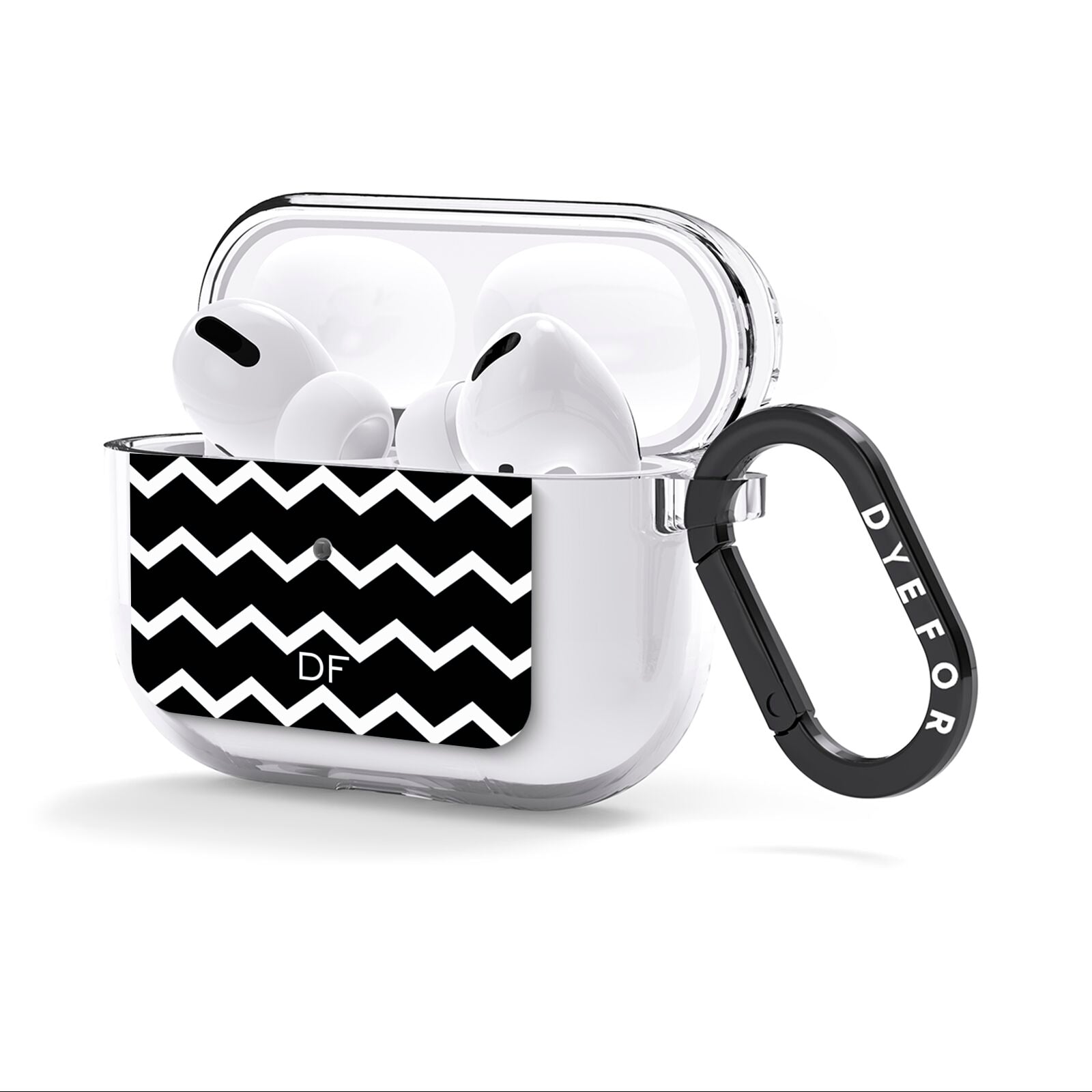 Personalised Chevron Black AirPods Clear Case 3rd Gen Side Image